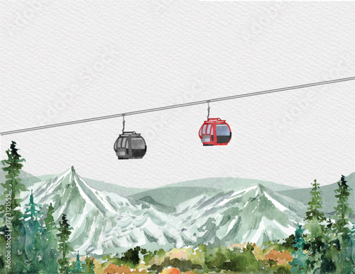 Gondolas Summer mountains