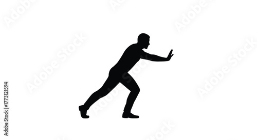 Silhouette of a man pushing or resisting an invisible force