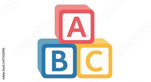 Stack of alphabet blocks with letters a, b, c isolated on transparent background