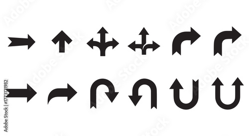 Assortment of arrow icons isolated on transparent background