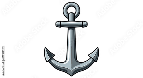 A metallic anchor isolated on transparent background