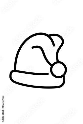 Minimal black line Santa hat icon
