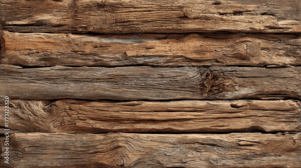 Fototapeta premium Rustic wooden texture featuring detailed grain and rich hues of brown and gray in a natural and organic arrangement suitable for various design projects