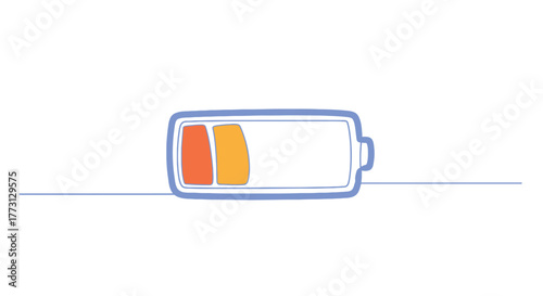 Simple line drawing of a partially charged battery icon illustration