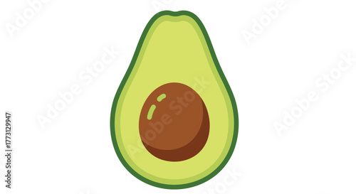A single avocado half shows its pit and vibrant green flesh