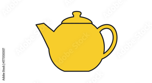 Simple illustration of a yellow teapot with a curved spout and handle