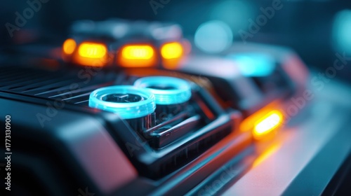 Wallpaper Mural Futuristic tech component with glowing lights Torontodigital.ca