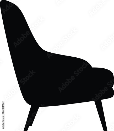 Black Silhouette of a Modern Armchair on White Background furniture contemporary