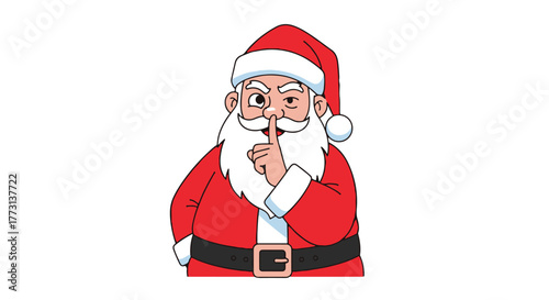 Funny Santa Claus Winking and Holding Finger to Lips for Silence