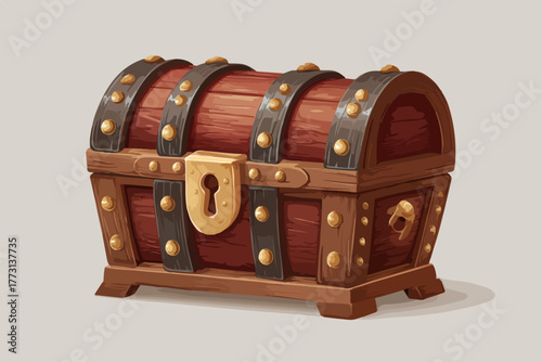 Scrigno antico in legno con serratura dorata, simbolo di tesori nascosti e avventura.