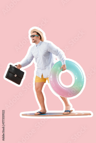 Happy male office worker in...