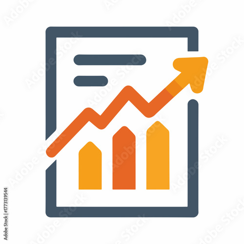 Grafico di crescita finanziaria con freccia ascendente su documento, simbolo di successo aziendale