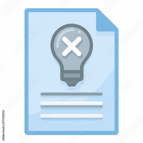 Documento con lampadina spenta simbolo di idea fallita o bloccata