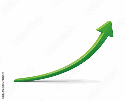 Freccia verde che sale indicando crescita e progresso su sfondo bianco
