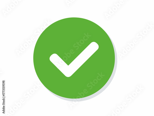 Segno di spunta verde su sfondo bianco, simbolo di approvazione e successo in un design minimale.