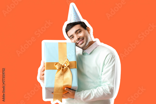 Happy young man with birthd...