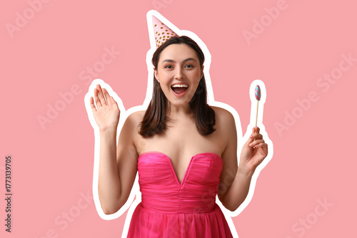 Happy young woman in party ...