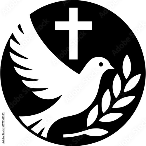Dove and Cross Icon Vector