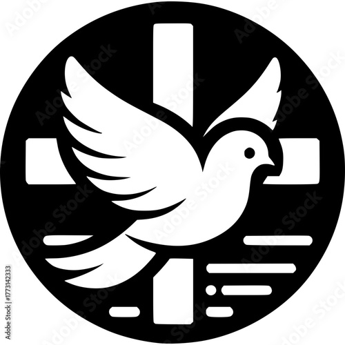 Dove and Cross Icon Vector