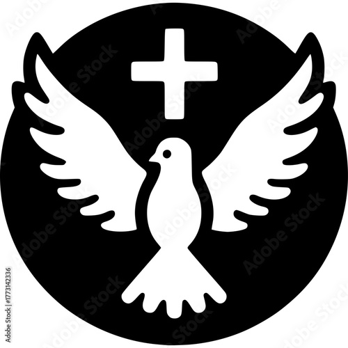 Dove and Cross Icon Vector