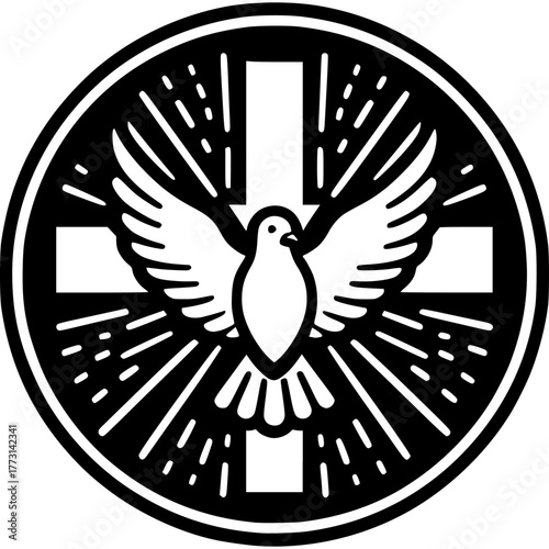 Dove and Cross Icon Vector