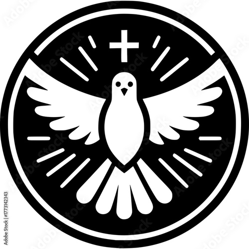 Dove and Cross Icon Vector