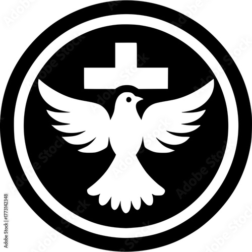 Dove and Cross Icon Vector