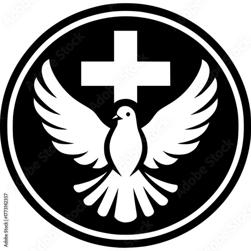 Dove and Cross Icon Vector