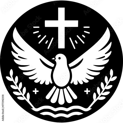 Dove and Cross Icon Vector