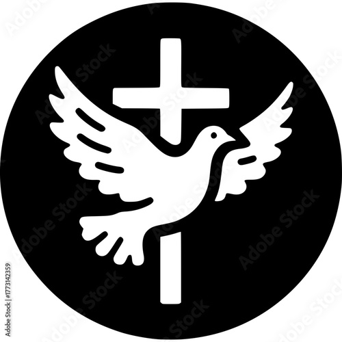 Dove and Cross Icon Vector