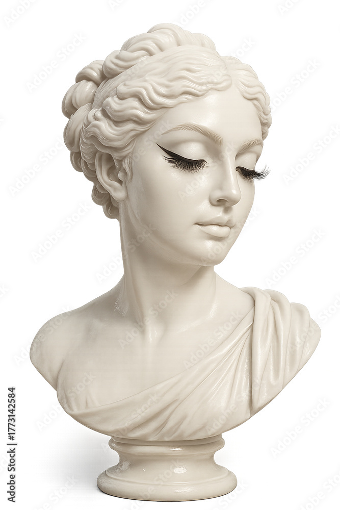 Obraz premium Marble Goddess Bust with Eyelashes and Winged Eyeliner