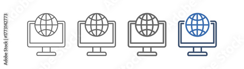 
outline icon sheet intranet with computer and globe design