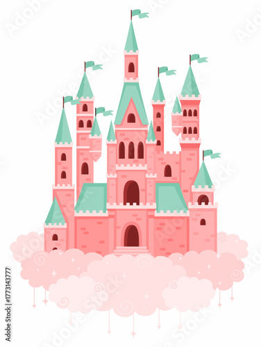 Wallpaper Mural Pink princess castle on clouds. Torontodigital.ca