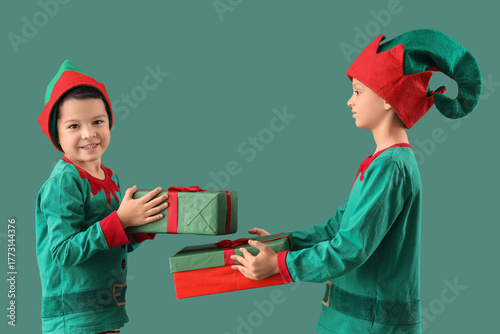 Cute little boys in elf cos...