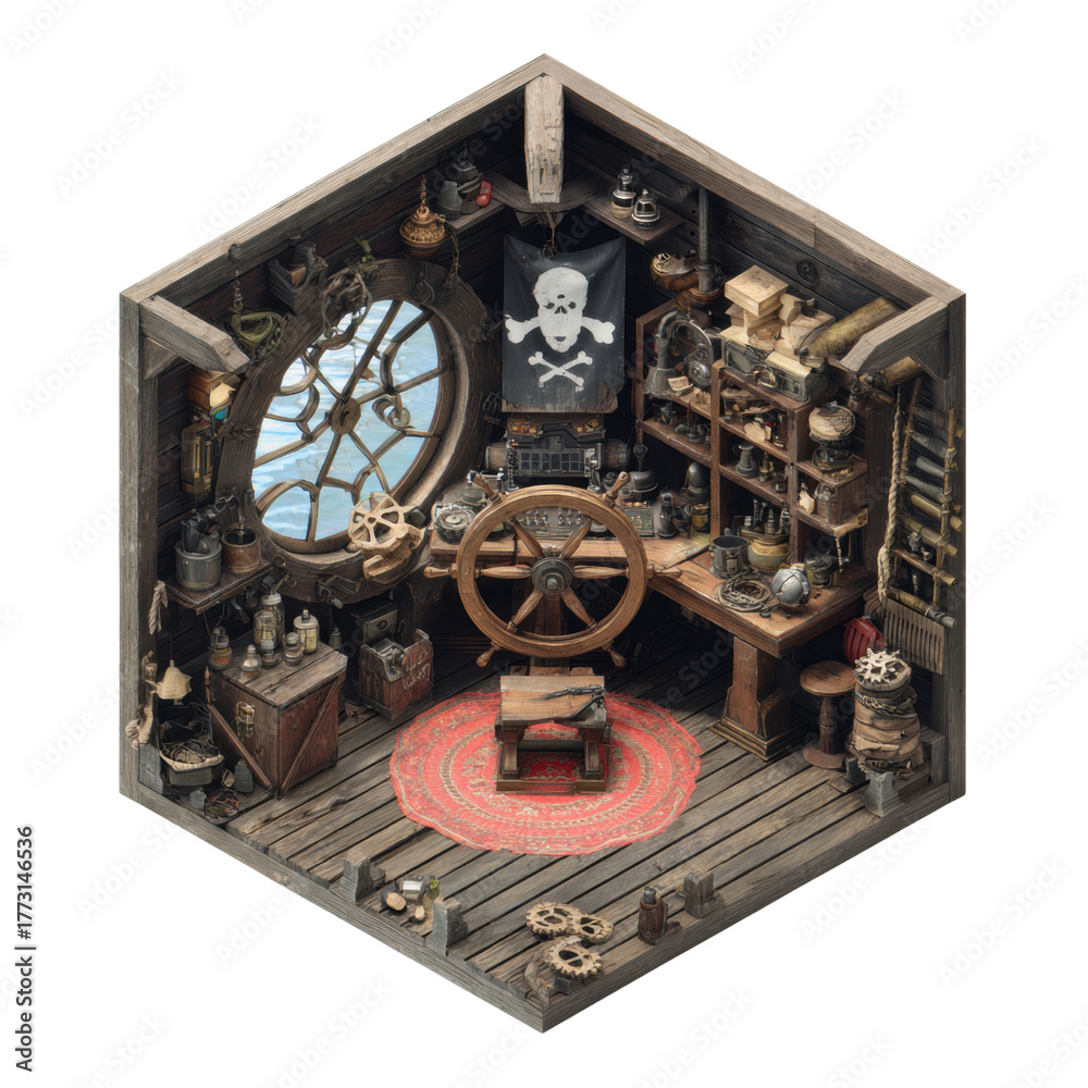 Obraz premium 3D Isometric Pirate Room