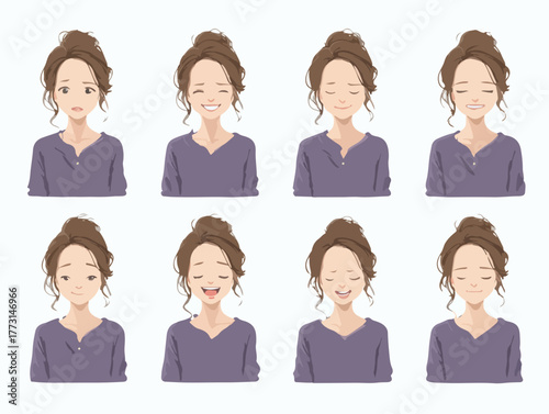 Uma série de ilustrações vetoriais que capturam a riqueza das expressões faciais femininas e seus variados estados emocionais.