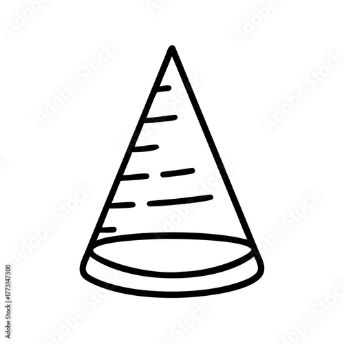 A simple illustration of a cone shape with lines
