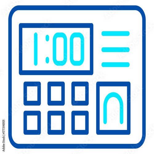 An electronic timer or time control icon for a security system in a military facility or self-defense device.