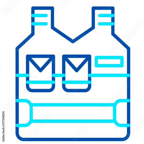 Icon of a military protective combat vest, highlighting the concepts of preparedness, military uniforms, and essential attire on the battlefield.