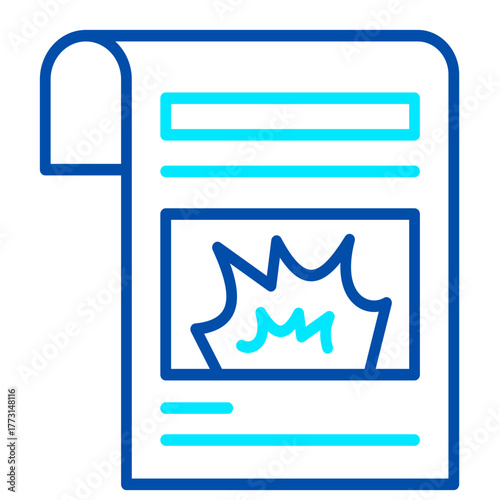 A document art icon with the visual impact of an explosion, used to represent events, documentation, or news.