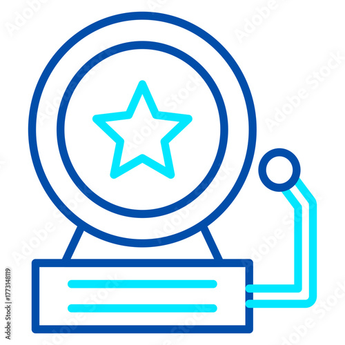 A traditional bell outline icon with a star emblem, perfect for signaling urgency, attention, and military drills.