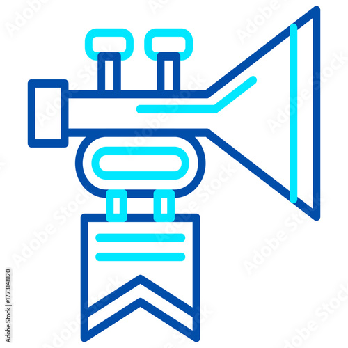 The victory bugle icon and the hanging cloth emblem are perfect for conveying themes of victory, parades, and the armed forces.