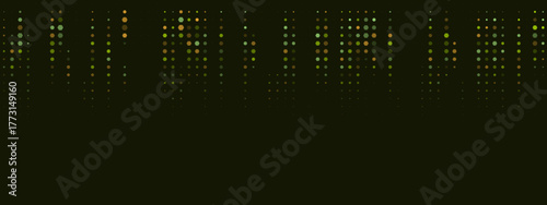 Abstract digital rain background with falling green and brown dots creating a modern technological pattern