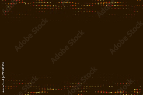 Abstract digital background with colorful diamond shapes creating a subtle, modern pattern on a dark brown backdrop, ideal for technology and data concepts