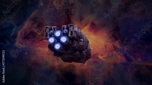 Large spacecraft heading into unknown space