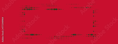 Abstract red background with a subtle dark pixelated diamond frame border for modern graphic design.