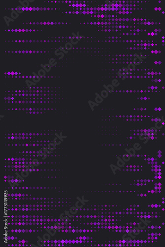 Abstract digital background with dynamic purple diamond pixels creating a modern tech pattern and data flow effect