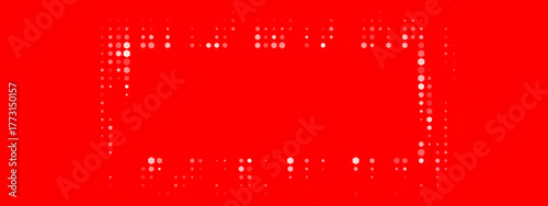 Vibrant Red Background with Subtle White Dotted Pixelated Rectangular Border Design Element