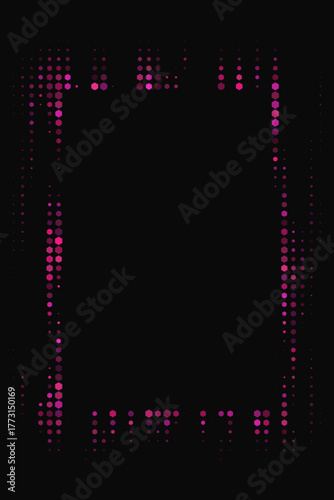 Abstract digital frame with vibrant pink and magenta dots creating a modern tech-inspired border on a transparent background, perfect for futuristic designs.