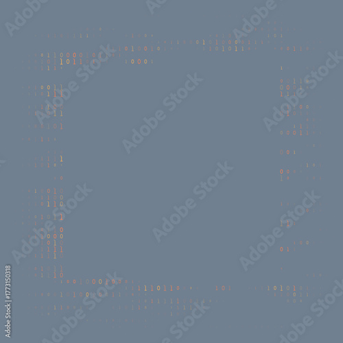 Abstract Digital Binary Code Frame Border on a Grey-Blue Background Representing Data, Technology, and Computing Concepts